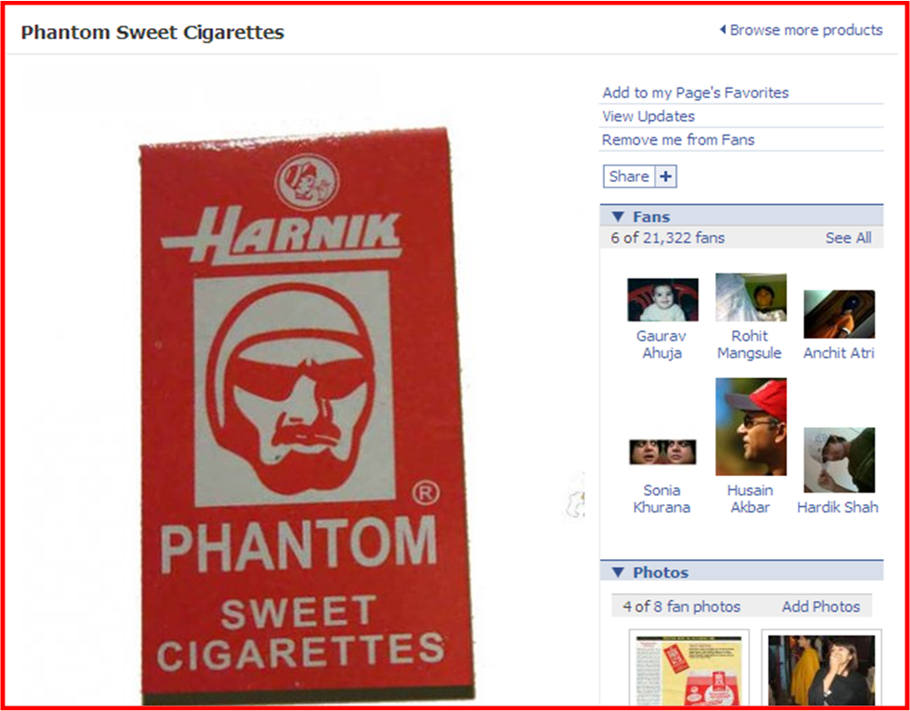 Fan page of Phantom Sweet Cigarettes